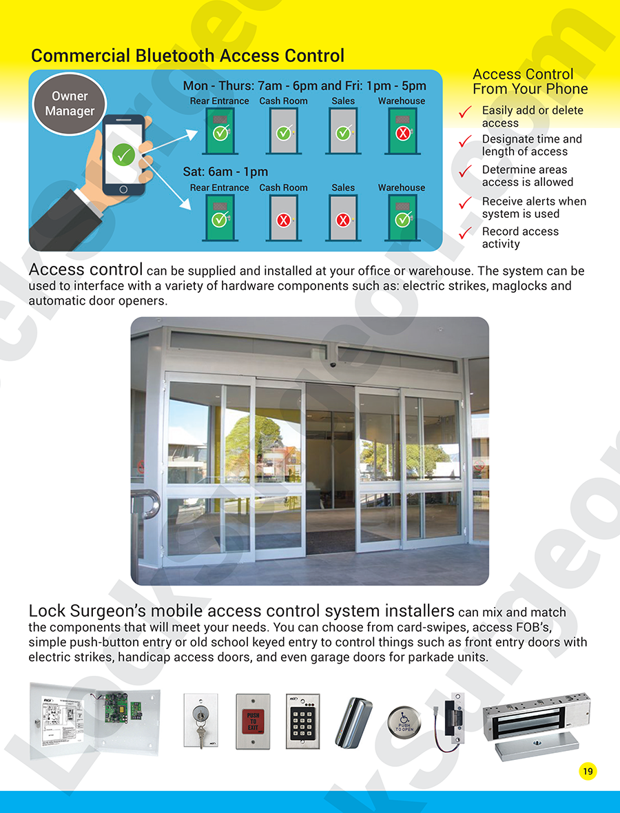 Commercial bluetooth access control supplied & installed at your office or warehouse by Door Surgeon