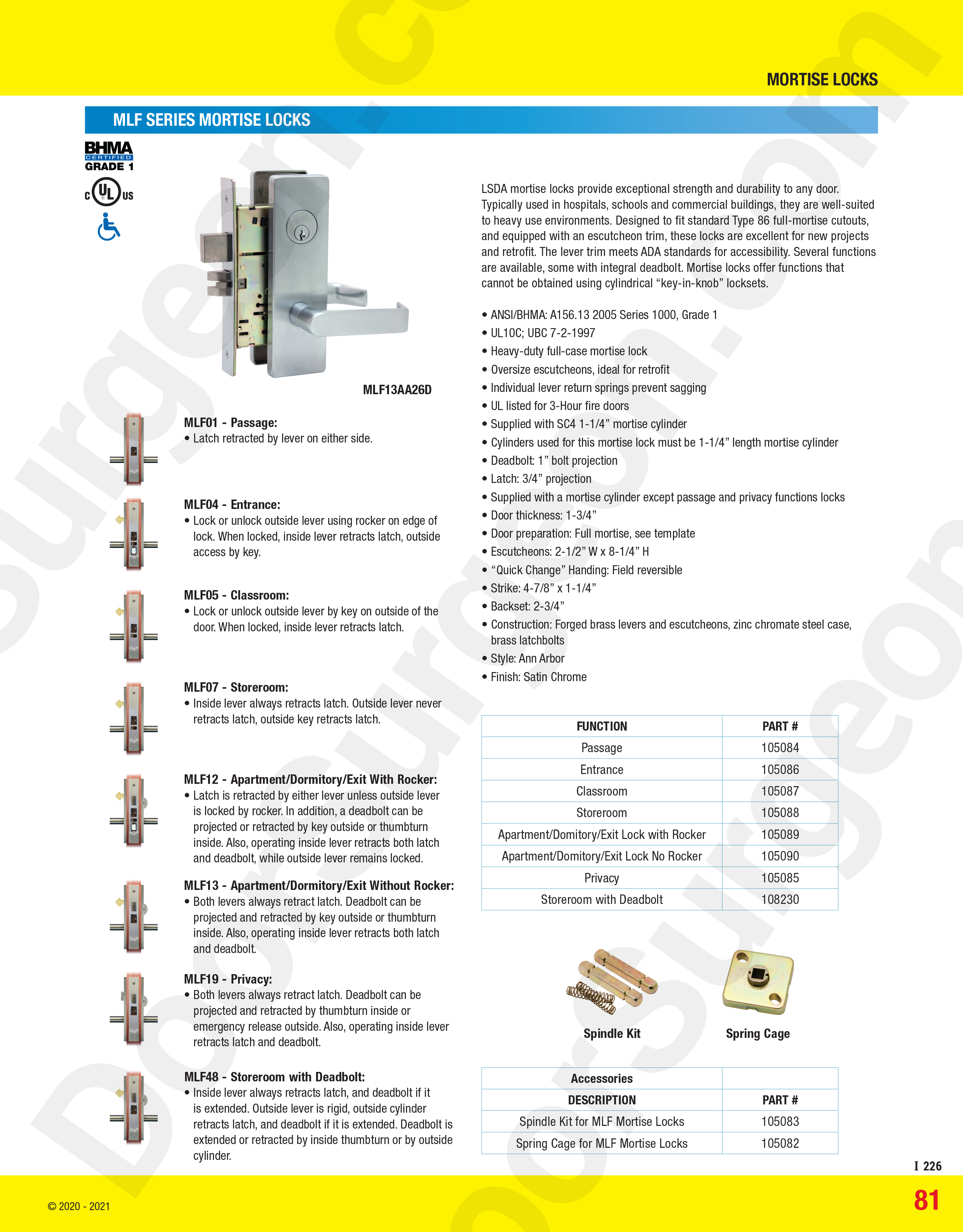 Brass Mortise Entry Left Hand Door Lock Set with 2.75 in. Backset, 2 SC1  Keys and Wide Face Plate-Hex