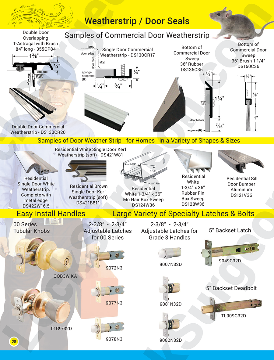 Door weatherstrip replacment handles replacement handle latches & replacement deadbolt bolts.