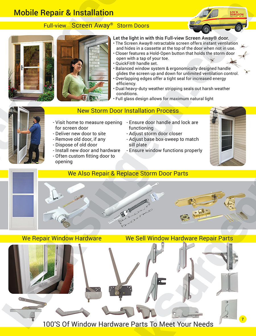 Residential storm door repair new storm doors window handles window lock window hardware repair.