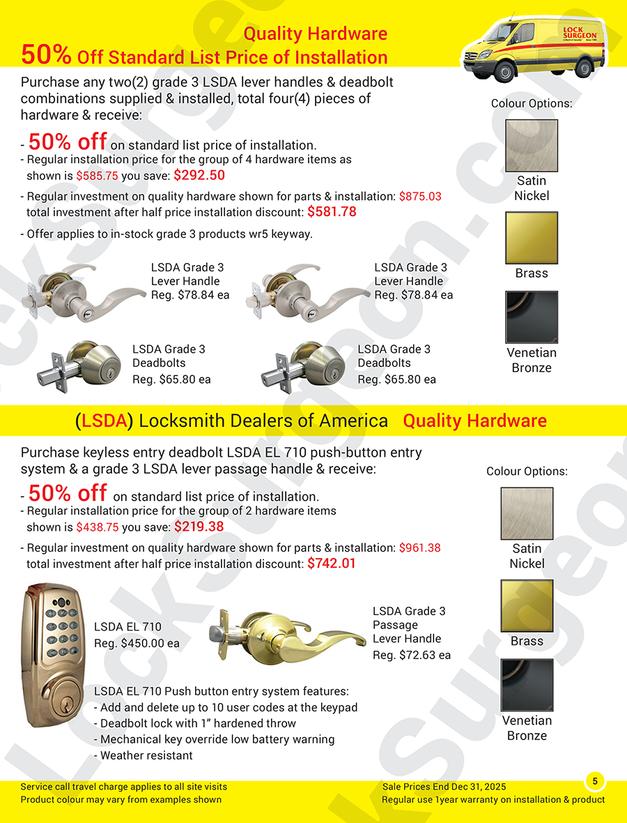 Feature sale page with 50 percent discount on installation services